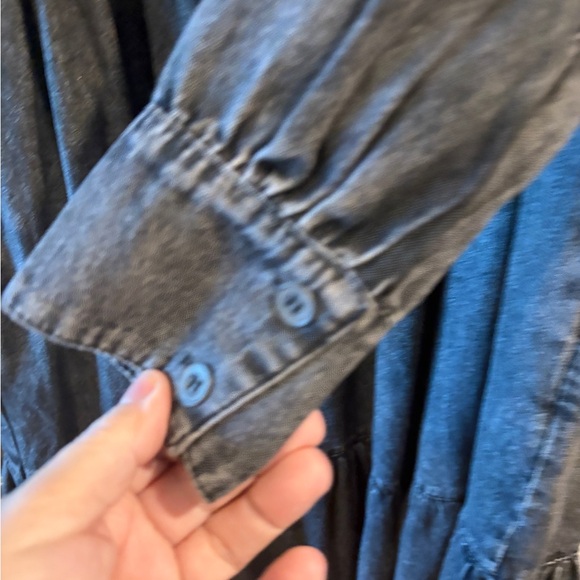 Idem Ditto Gray Washed Cottagecore Prairie Western MIDI Dress w/ Pockets M - Picture 11 of 16